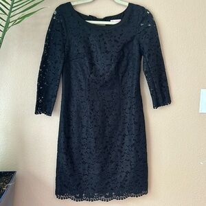 Lilly Pulitzer NWOT Little Black Shift Dress 3/4 Sleeve Size 4 | shimmer